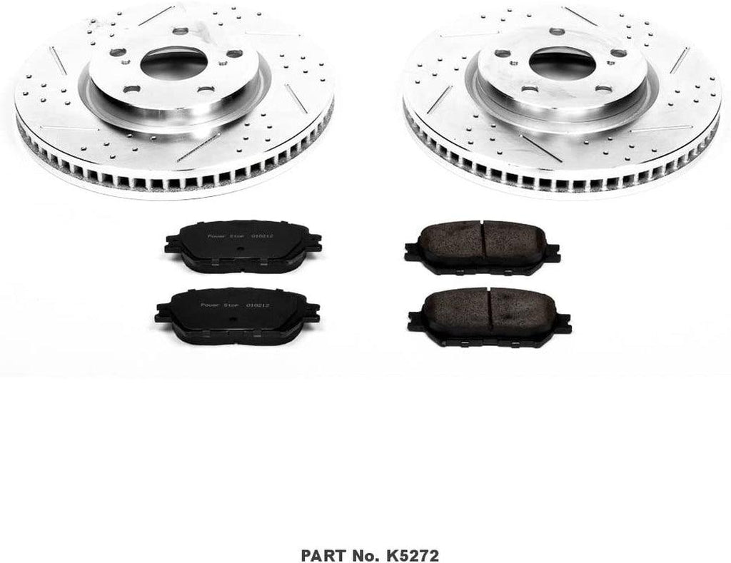 K5272 Front Z23 Carbon Fiber Brake Pads with Drilled & Slotted Brake Rotors Kit