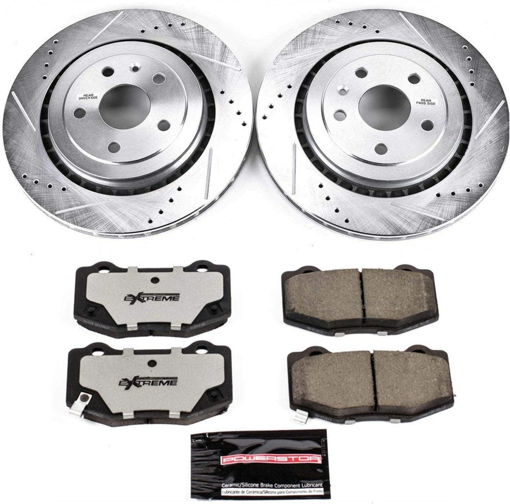 K7045-26 Rear Z26 Carbon Fiber Brake Pads with Drilled & Slotted Brake Rotors Kit
