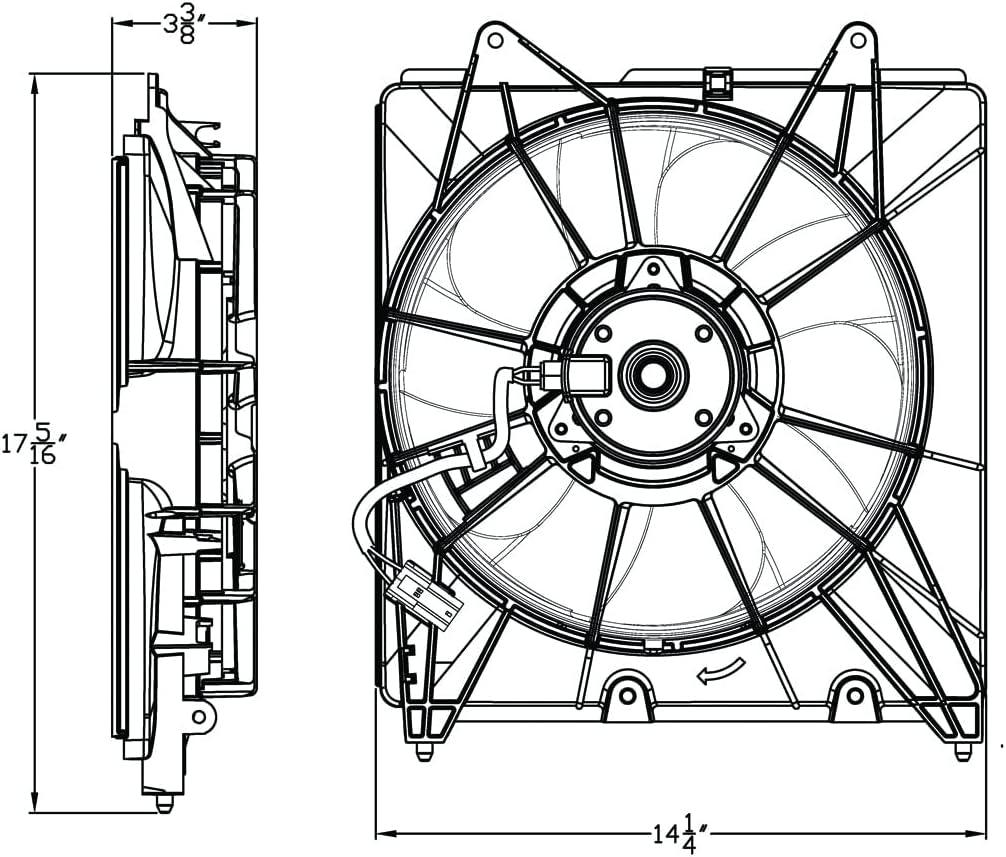 601480 Compatible with HONDA Fit Left Replacement Cooling Fan Assembly