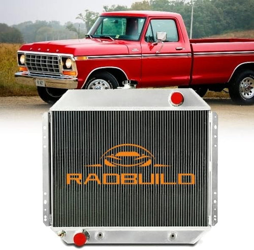 Radbuild 3 Row Aluminum DPI433 Radiator for 1966-1979 Ford F-Series F100 F150 F250 F350 Bronco Truck Pickup V8 Engine Radiators 67 68 69 70 71 72 73 74 75 76 77 78