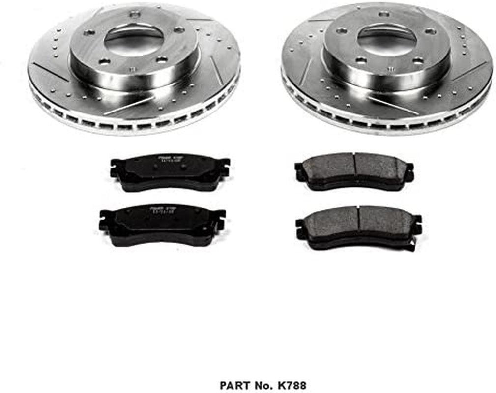 Power Stop K788 Front Z23 Carbon Fiber Brake Pads with Drilled & Slotted Brake Rotors Kit