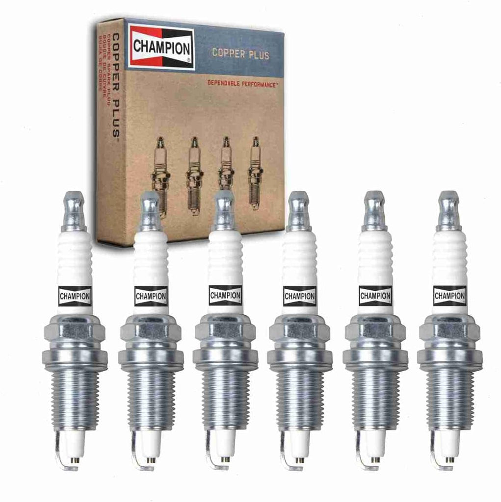6 Pc Champion Copper plus Spark Plugs Compatible with Jeep Cherokee 4.0L L6 1999-2001