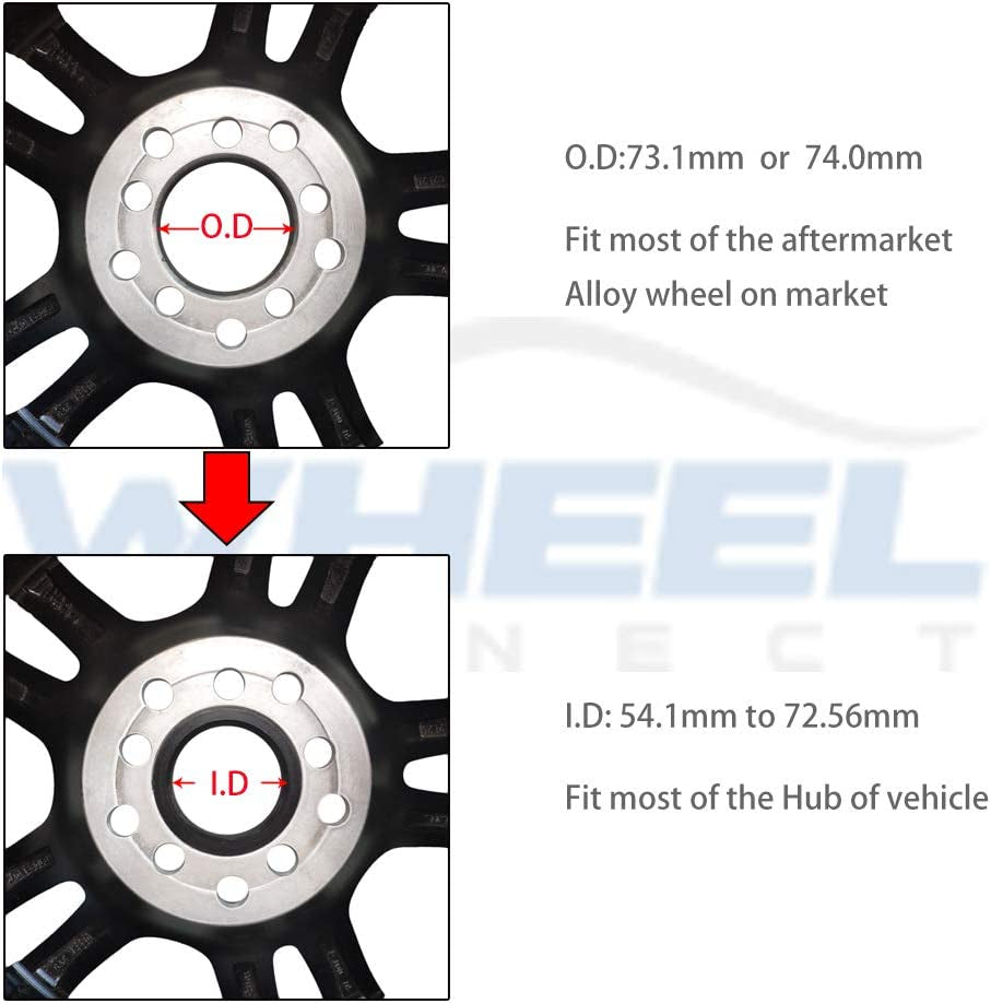 WHEEL CONNECT Hub Centric Rings 73.1 to 64.1, Aluminium Alloy Hubrings 64.1 to 73.1,Set of 4, O.D:73.1-I.D:64.15 (64.1) Mm. A