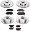 K2298 Front and Rear Z23 Carbon Fiber Brake Pads with Drilled & Slotted Brake Rotors Kit