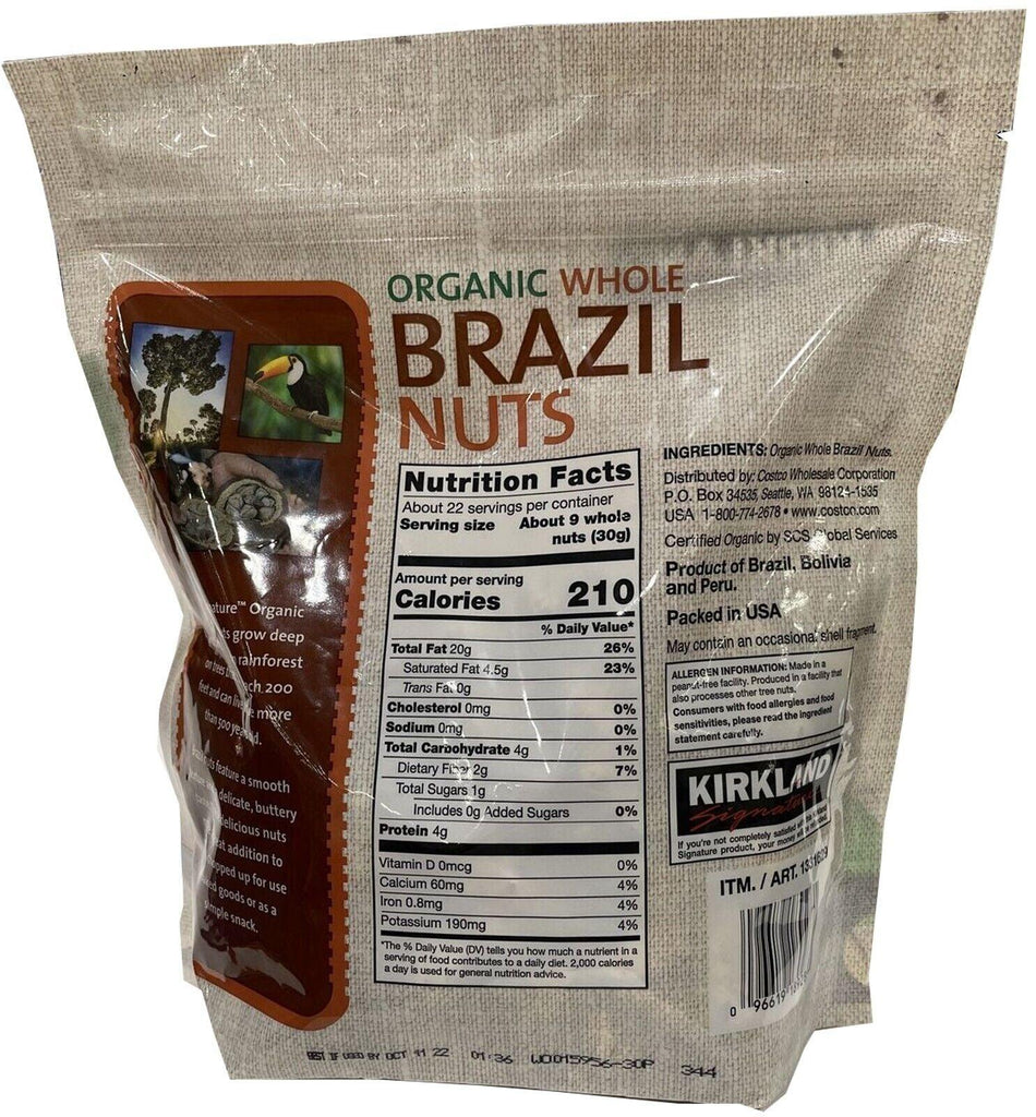 Kirkland Signature Organic Whole Brazil Nuts 24 Oz