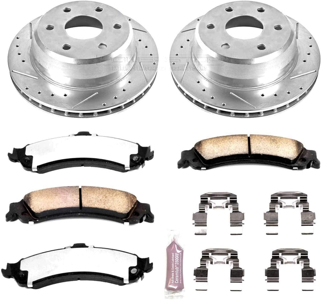 Power Stop K2046-36 Rear Z36 Truck & Tow Brake Kit, Carbon Fiber Ceramic Brake Pads and Drilled/Slotted Brake Rotors