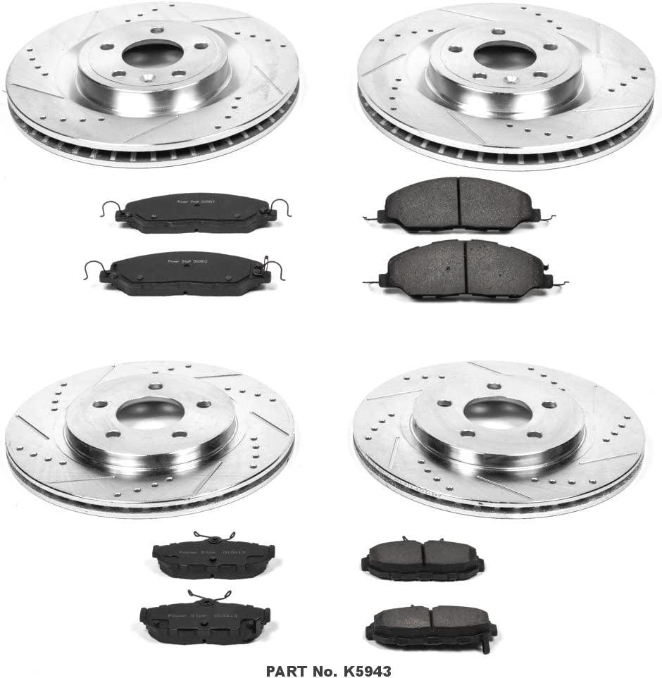 K5943 Front and Rear Z23 Carbon Fiber Brake Pads with Drilled & Slotted Brake Rotors Kit