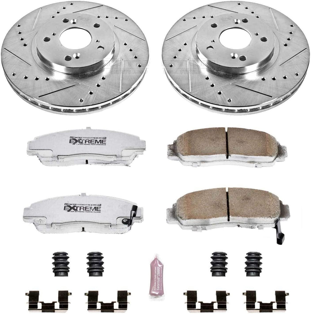 K2292-26 Front Z26 Carbon Fiber Brake Pads with Drilled & Slotted Brake Rotors Kit