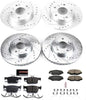 K7574 Front and Rear Z23 Carbon Fiber Brake Pads with Drilled & Slotted Brake Rotors Kit