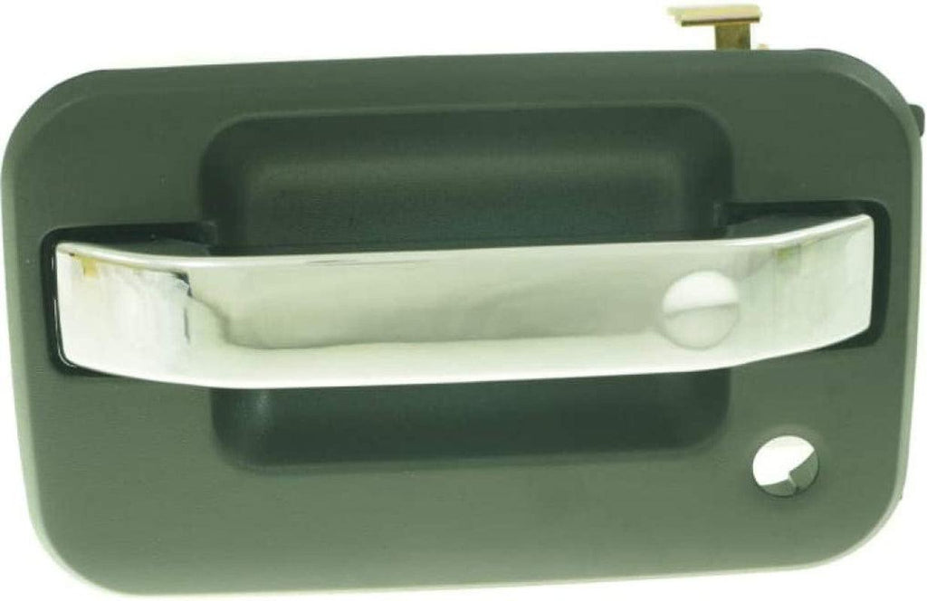 for Lincoln Mark LT Exterior Door Handle Front, Driver Side Textured Black Bezel with Chrome Lever (2006-2008) | with Key Hole| Trim : Base