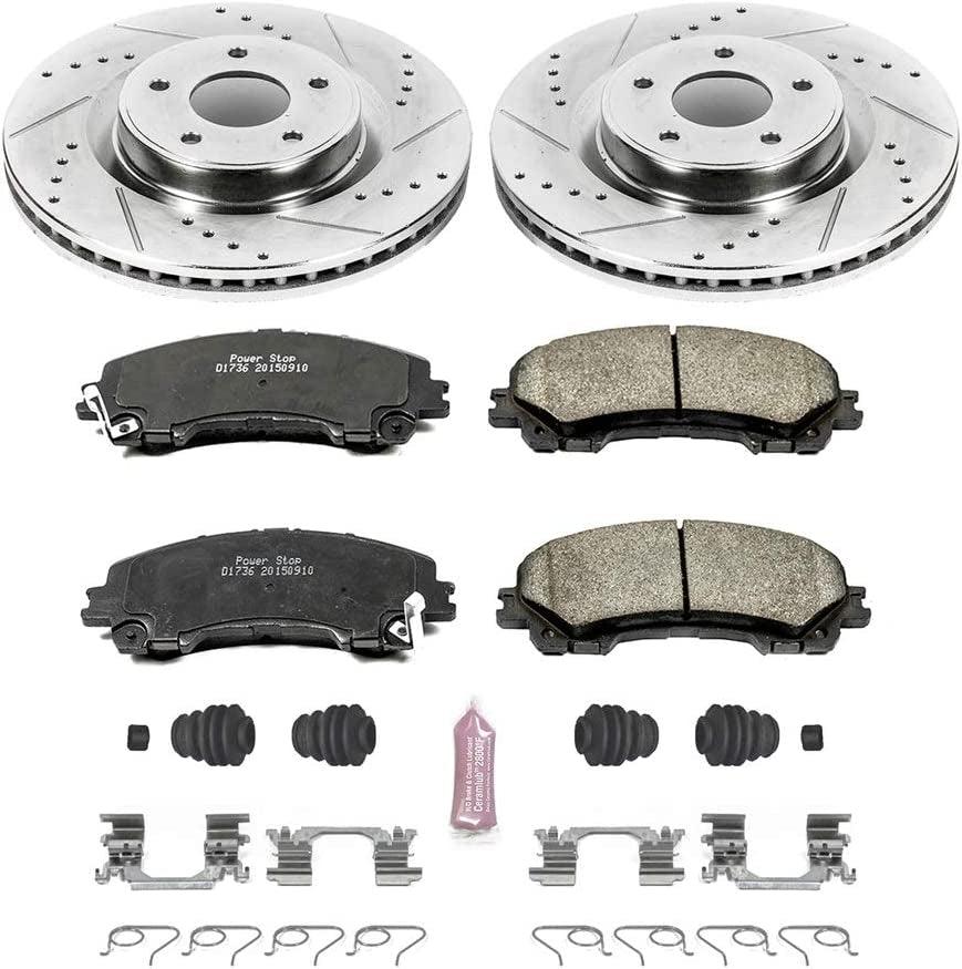 K6944 Front Z23 Carbon Fiber Brake Pads with Drilled & Slotted Brake Rotors Kit