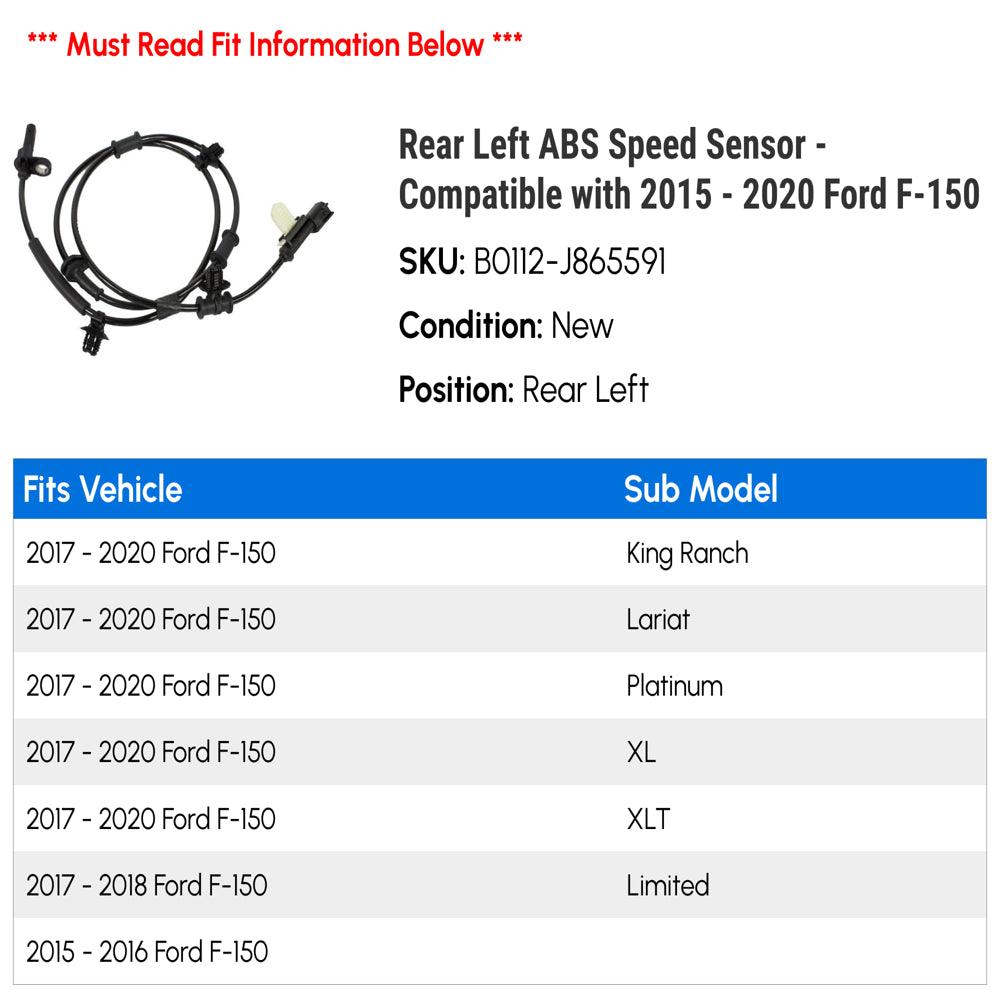 Rear Left ABS Speed Sensor - Compatible with 2015 - 2020 Ford F-150 2016 2017 2018 2019