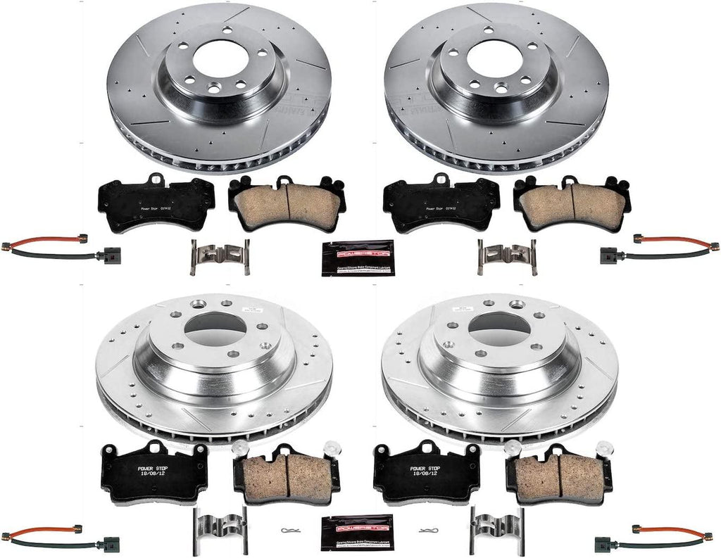 K4500 Front and Rear Z23 Carbon Fiber Brake Pads with Drilled & Slotted Brake Rotors Kit