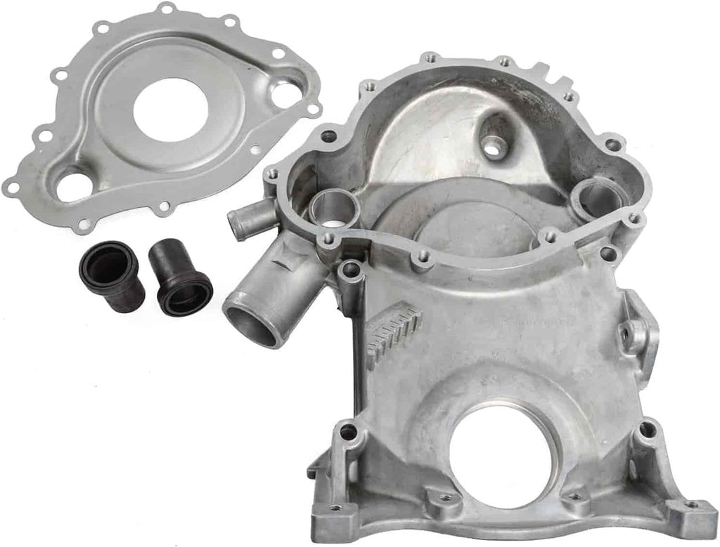Pontiac V8 Timing Cover | Fits 1969-1977 301, 350, 400, and 455 Engines | Cast Aluminum | Includes Timing Cover, Backing Plate, and 2 Inserts
