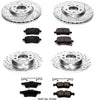 K1434 Front and Rear Z23 Carbon Fiber Brake Pads with Drilled & Slotted Brake Rotors Kit