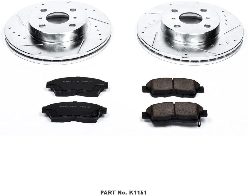 K1151 Front Z23 Carbon Fiber Brake Pads with Drilled & Slotted Brake Rotors Kit