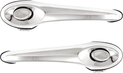 Front Exterior Door Handle Compatible with 2001-2010 Chrysler PT Cruiser All Chrome, Plastic, Set of 2, Driver and Passenger Side