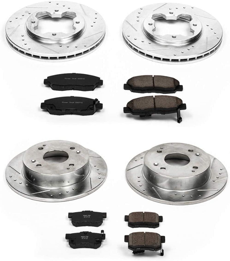 Power Stop K698 Front and Rear Z23 Carbon Fiber Brake Pads with Drilled & Slotted Brake Rotors Kit