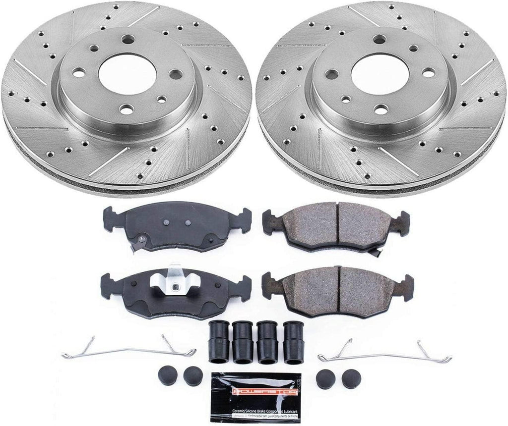 K6290 Front Z23 Carbon Fiber Brake Pads with Drilled & Slotted Brake Rotors Kit