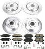 K7576 Front and Rear Z23 Carbon Fiber Brake Pads with Drilled & Slotted Brake Rotors Kit