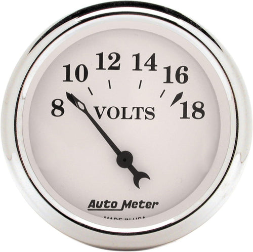 1692 Old TYME White Voltmeter Gauge, 2.3125 In.