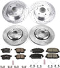 K7348 Front and Rear Z23 Carbon Fiber Brake Pads with Drilled & Slotted Brake Rotors Kit