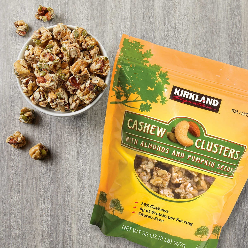 4 Pack | Kirkland Signature Cashew Clusters with Almonds and Pumpkin Seeds, 2 lb Bag