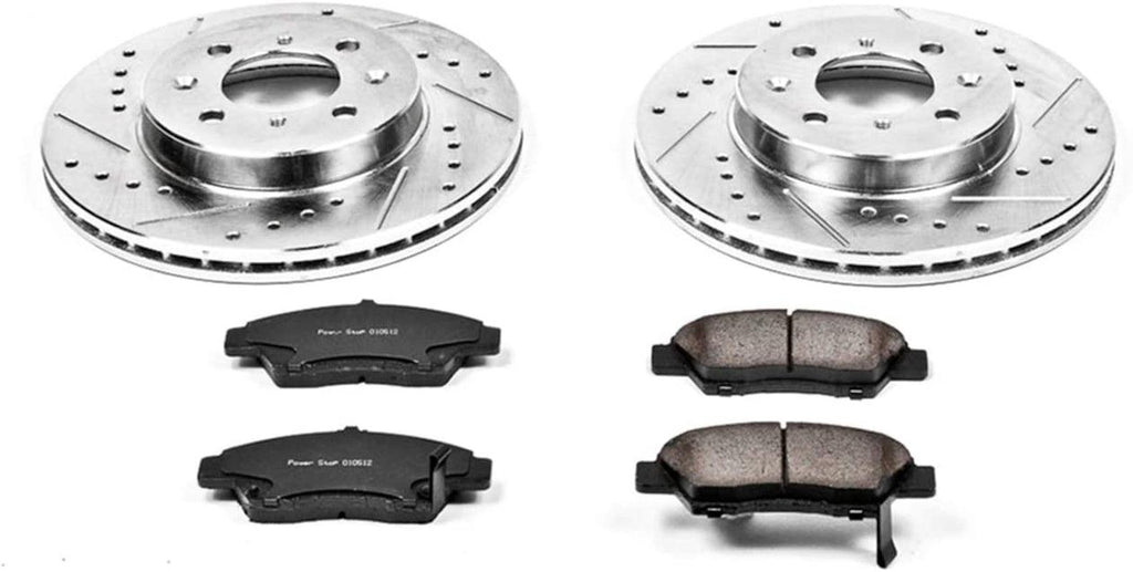 K5382 Front Z23 Carbon Fiber Brake Pads with Drilled & Slotted Brake Rotors Kit
