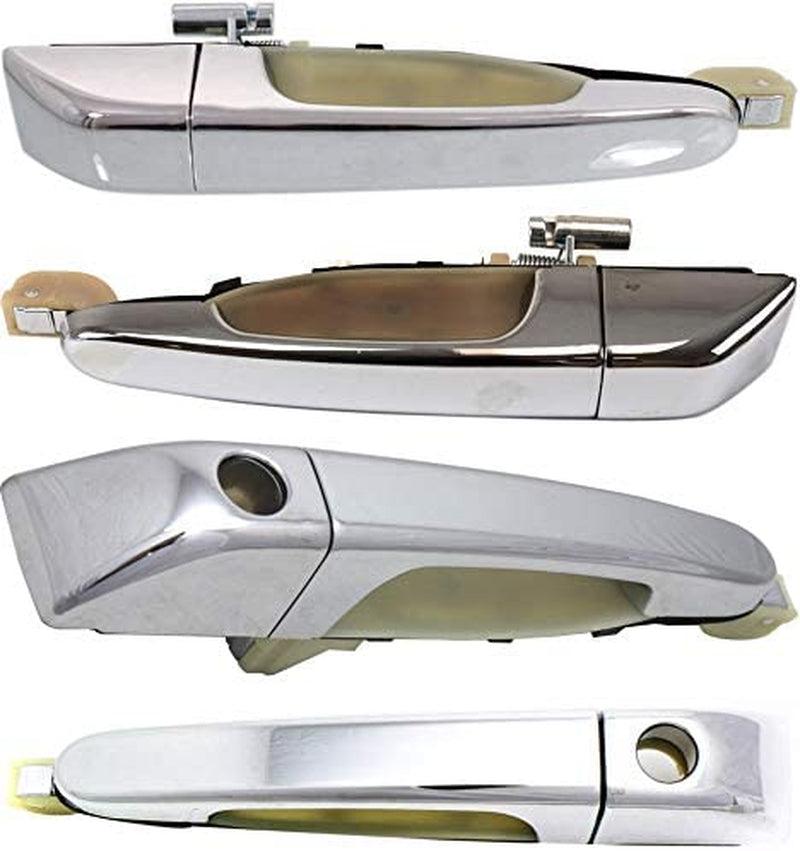 Front and Rear Exterior Door Handle Set of 4 Compatible with 2006-2012 Kia Sedona and 2007-2008 Hyundai Entourage Chrome Driver and Passenger Side