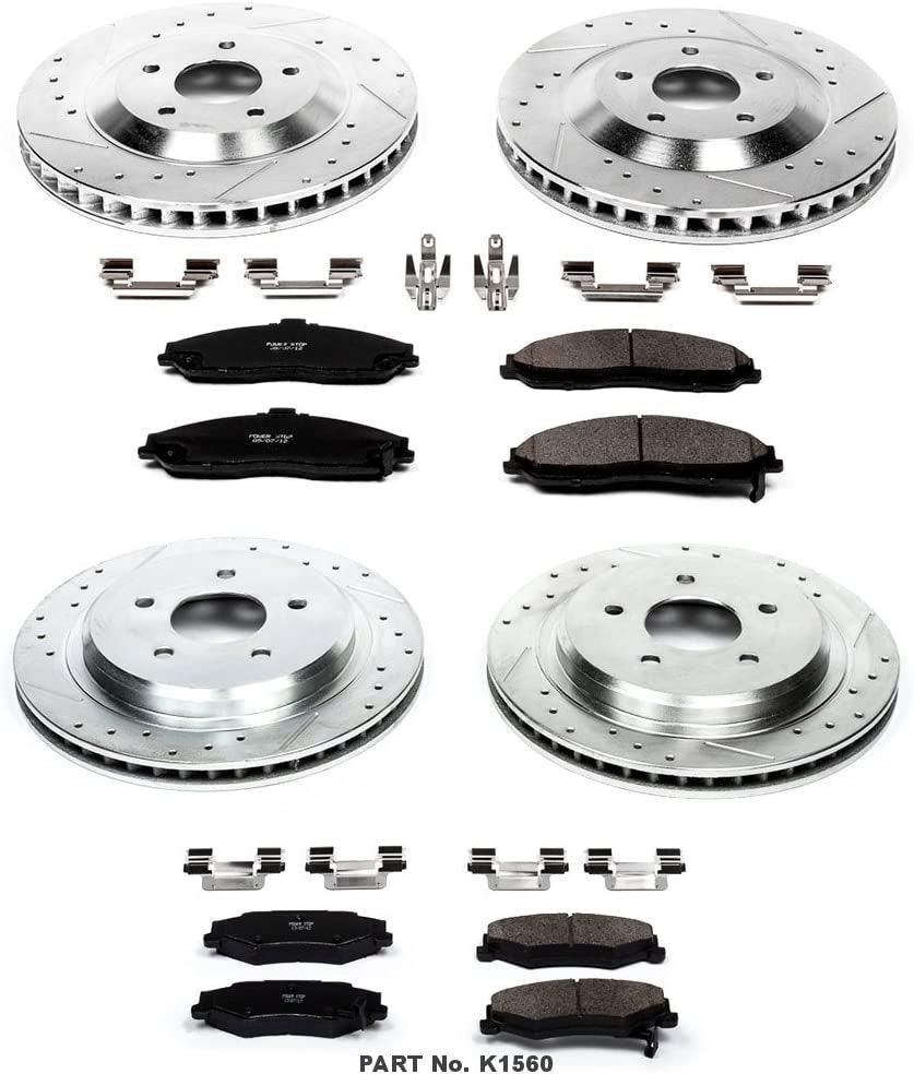 K1560 Front and Rear Z23 Carbon Fiber Brake Pads with Drilled & Slotted Brake Rotors Kit