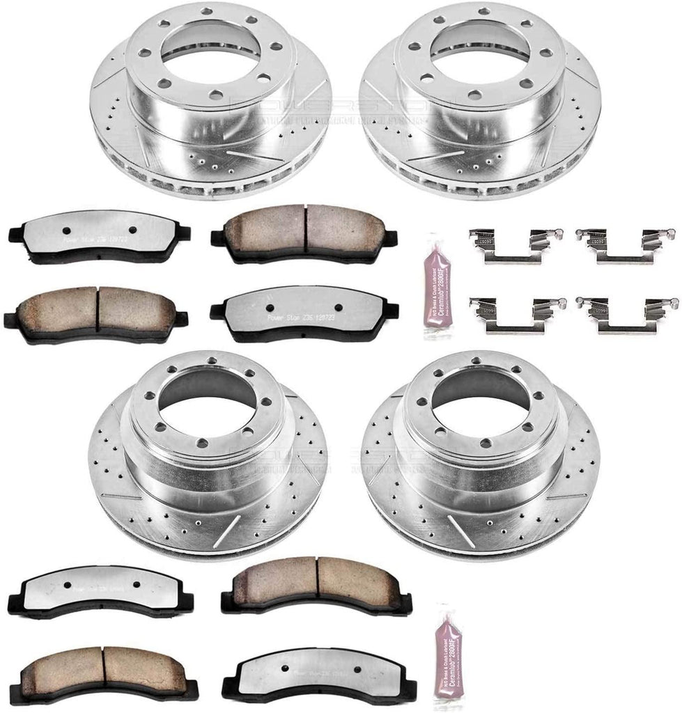 K1907-36 Front and Rear Z36 Truck & Tow Brake Kit, Carbon Fiber Ceramic Brake Pads and Drilled/Slotted Brake Rotors