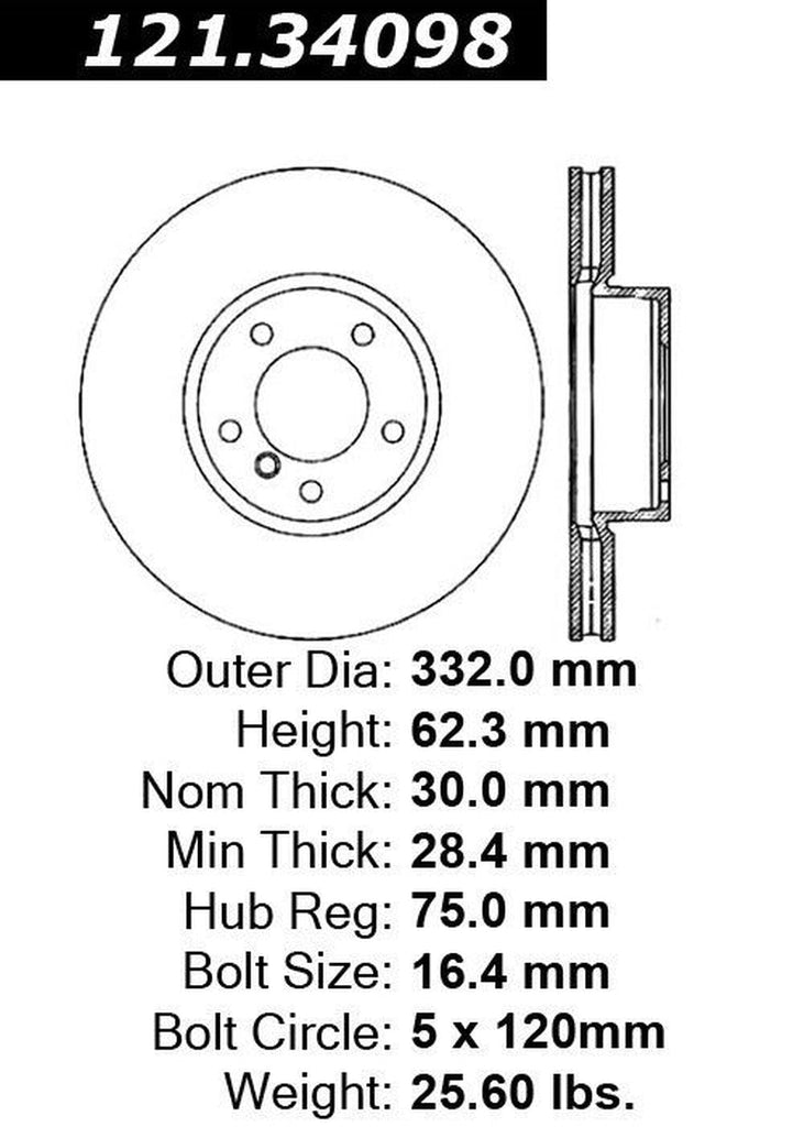 Centric Front Disc Brake Rotor for BMW (121.34098)