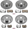 K4490-26 Front and Rear Z26 Carbon Fiber Brake Pads with Drilled & Slotted Brake Rotors Kit