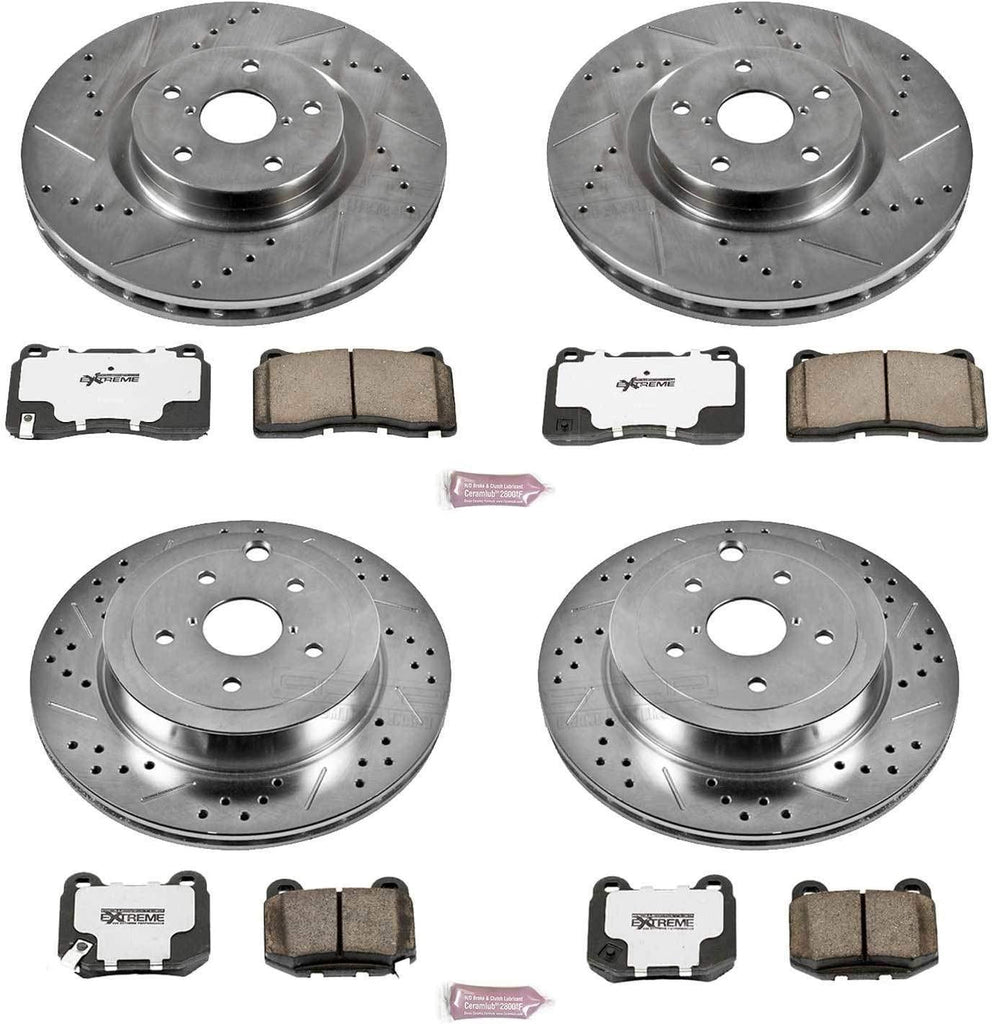 K4490-26 Front and Rear Z26 Carbon Fiber Brake Pads with Drilled & Slotted Brake Rotors Kit