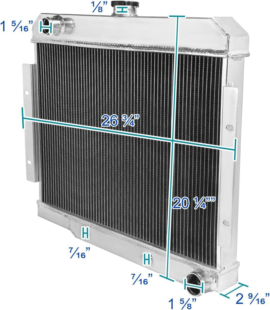 3 Core/Row Light Aluminum Performance Cooling Racing Radiator Compatible with Jeep Cj Series 1972-1986