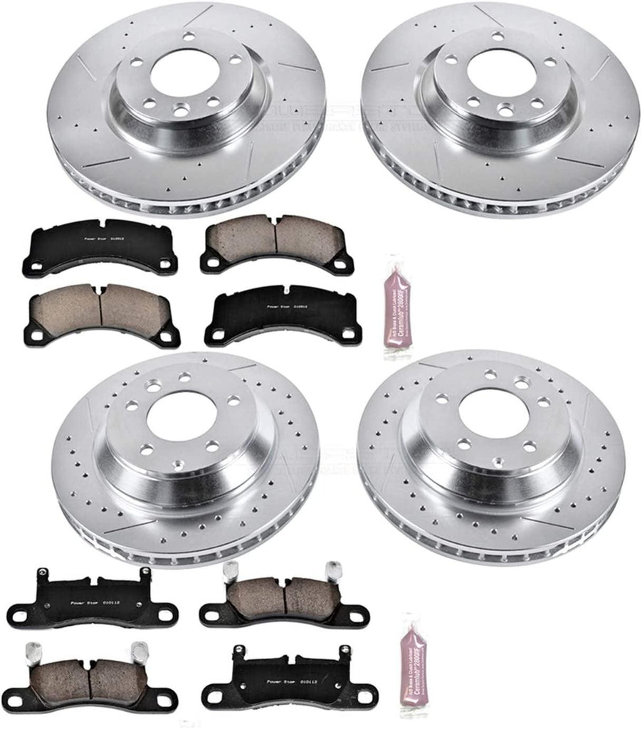 K6050 Front and Rear Z23 Carbon Fiber Brake Pads with Drilled & Slotted Brake Rotors Kit