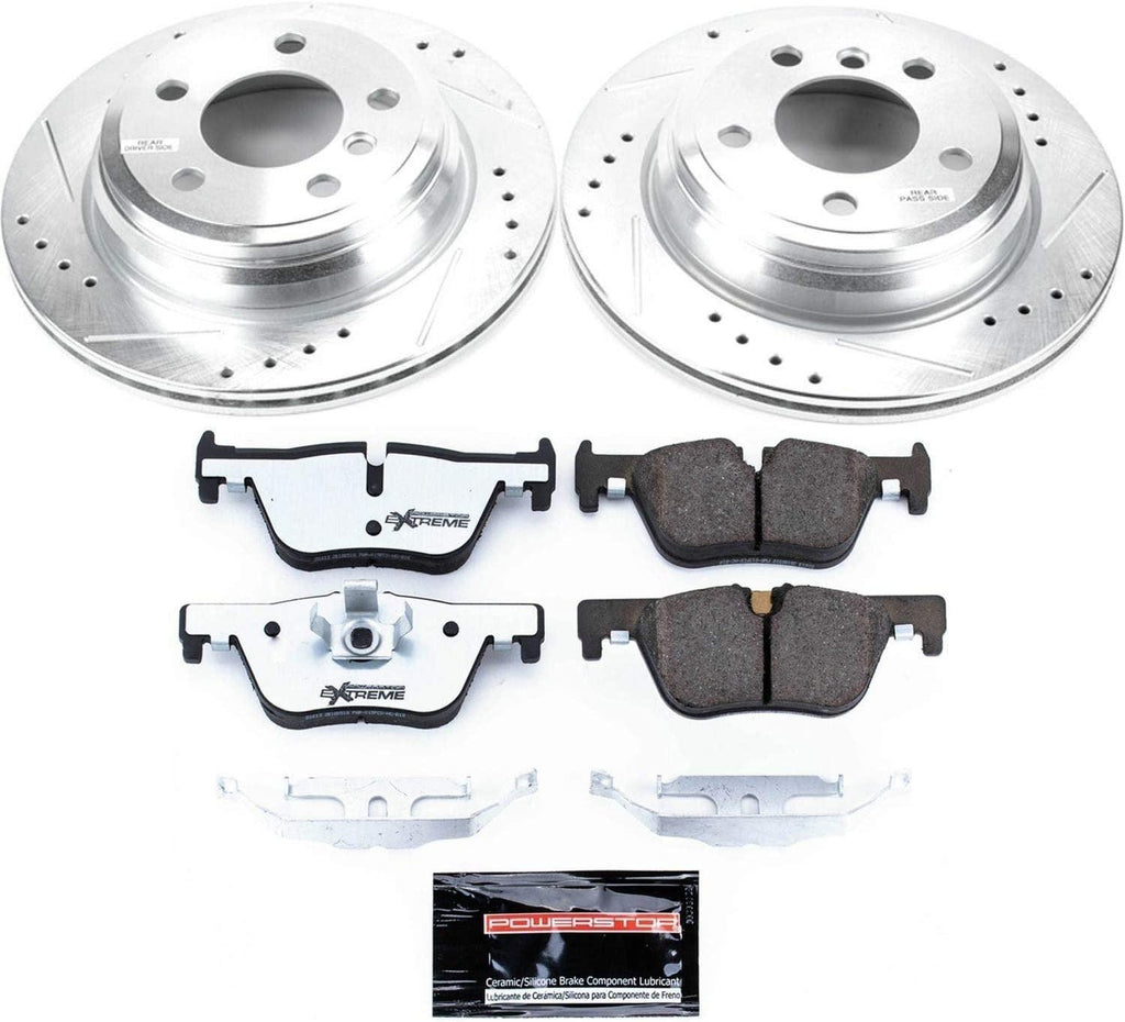 K6852-26 Rear Z26 Carbon Fiber Brake Pads with Drilled & Slotted Brake Rotors Kit