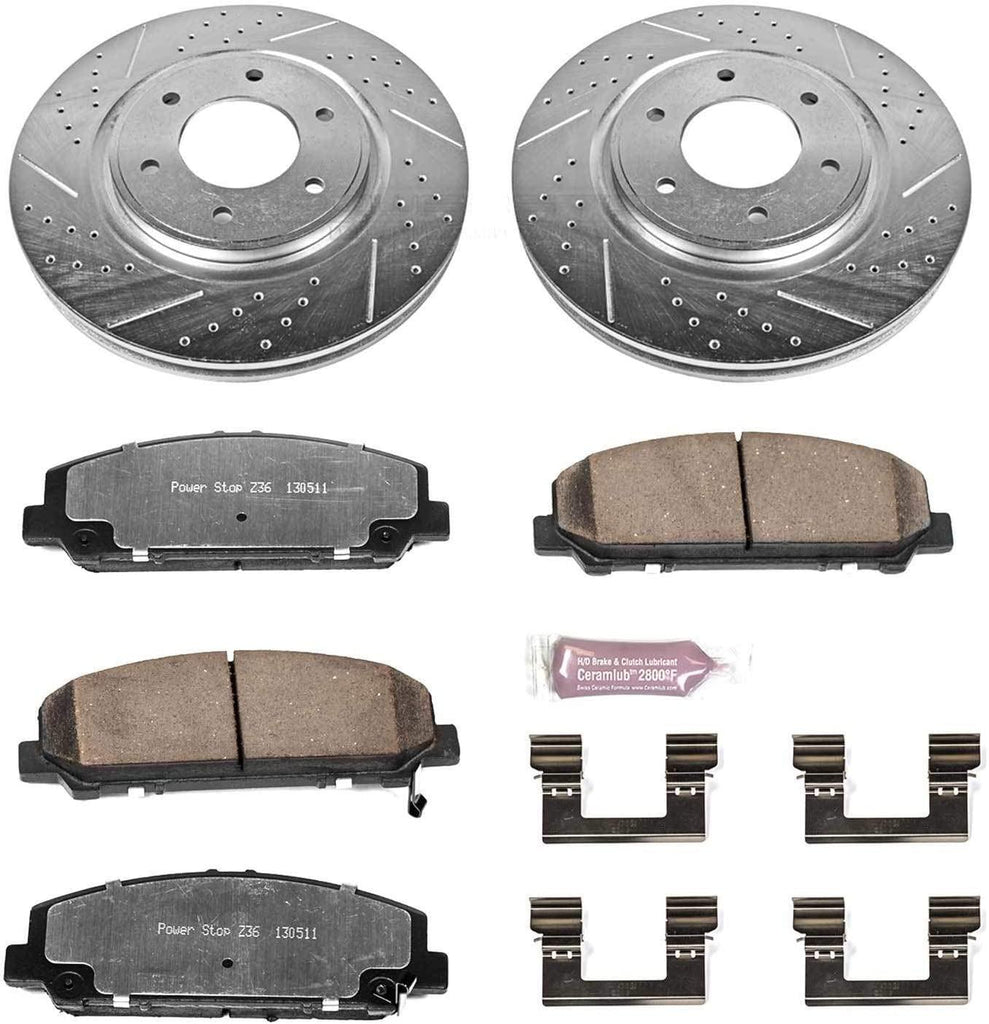 K2961-36 Front Z36 Truck & Tow Brake Kit, Carbon Fiber Ceramic Brake Pads and Drilled/Slotted Brake Rotors