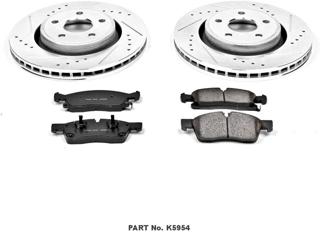 K5954 Front Z23 Carbon Fiber Brake Pads with Drilled & Slotted Brake Rotors Kit
