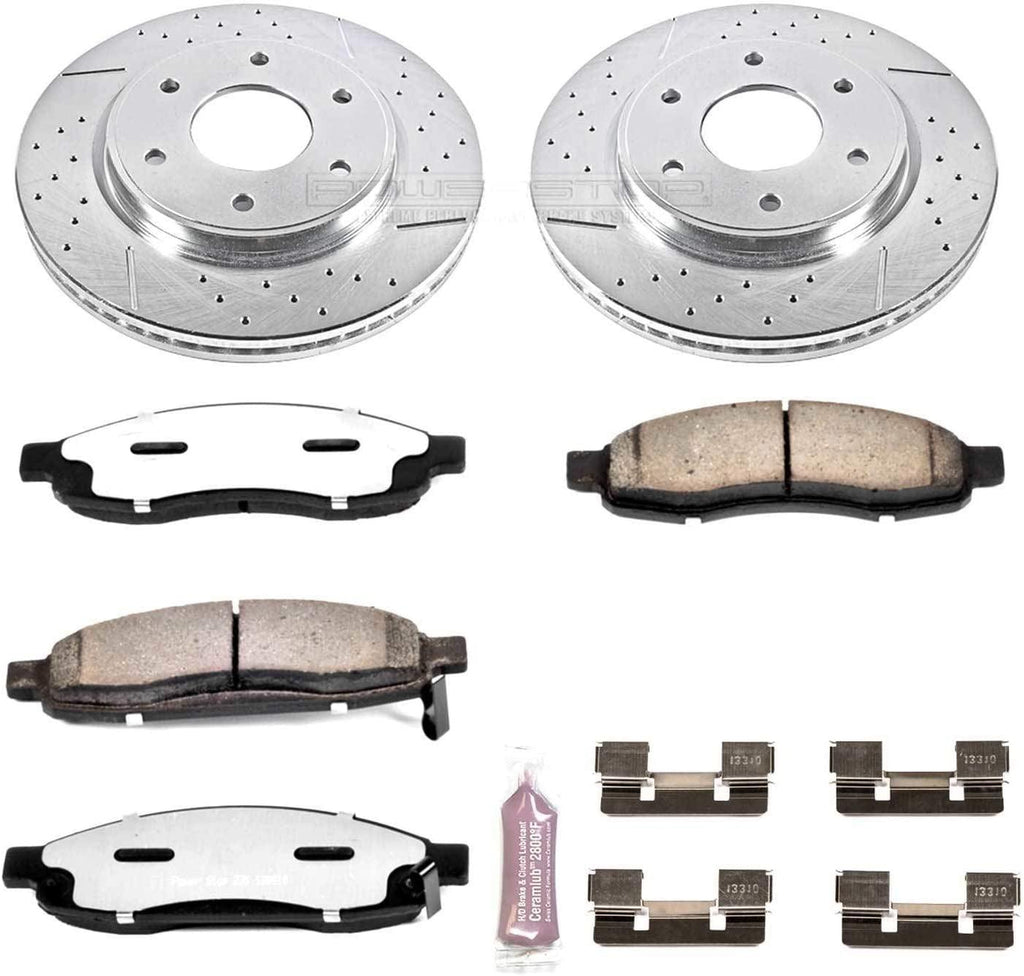 Power Stop K211-36 Front Z36 Truck & Tow Brake Kit, Carbon Fiber Ceramic Brake Pads and Drilled/Slotted Brake Rotors