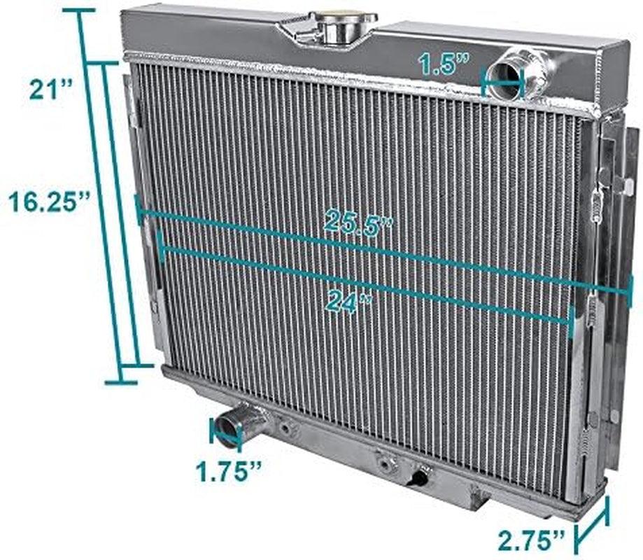 3 Core Manual Transmission 24" Driver/Left Side Radiator Compatible with Ford Mustang V8 1967-1970