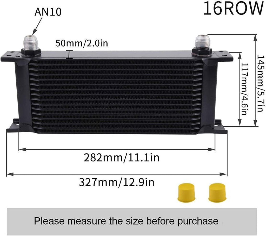 16 Row AN10-10AN Stacked Plate Oil Cooler 6AN 8AN Adapter Universal Engine Transmission Bundle with an 3-12 Wrench Spanner