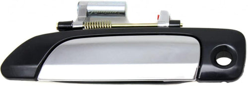 for Honda Civic Exterior Door Handle Front, Driver Side Smooth Black Bezel with Chrome Lever (2001-2005) | with Key Hole| Trim:All Submodels