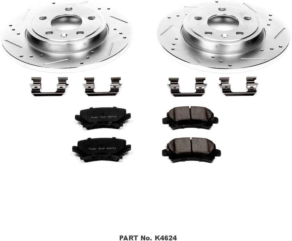 K4624 Rear Z23 Carbon Fiber Brake Pads with Drilled & Slotted Brake Rotors Kit