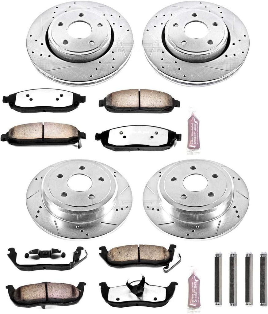 K2220-36 Front and Rear Z36 Truck & Tow Brake Kit, Carbon Fiber Ceramic Brake Pads and Drilled/Slotted Brake Rotors
