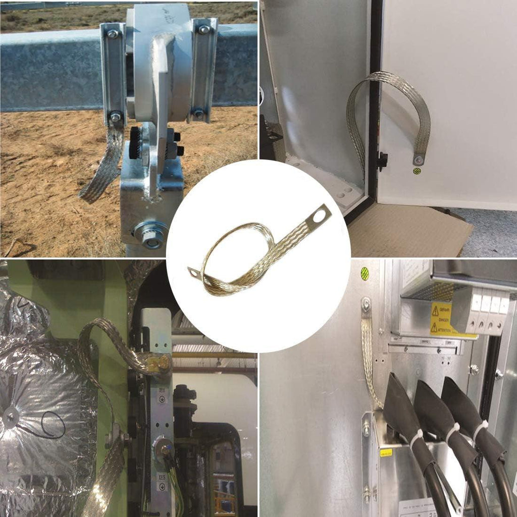 NANSH Automotive Engine Grounding Braided Flat Tinned Copper Straps 1/2" Width (12" Length 2PCS)