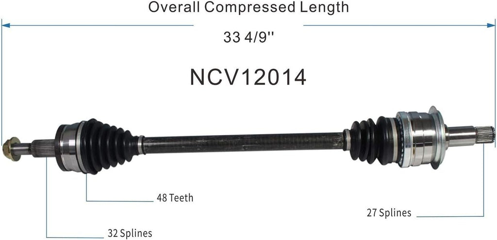 NCV12014 CV Axle Shaft Assembly for Select 2009-14 Chrysler 300; 2009-10, 2012-14 Dodge Charger - Rear Right (Passenger Side)