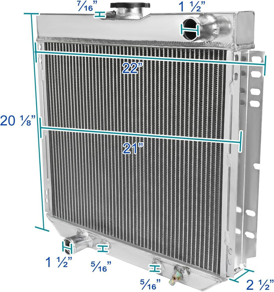 3 Core Manual Transmission 20" Driver/Left Side Radiator Compatible with Ford Mustang/Falcon V8 1969-1970