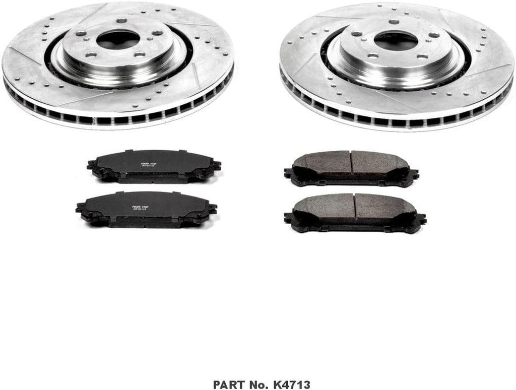 K4713 Front Z23 Carbon Fiber Brake Pads with Drilled & Slotted Brake Rotors Kit