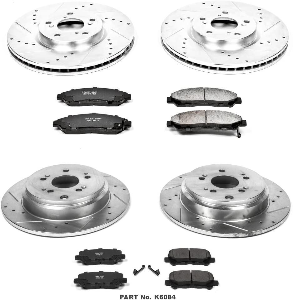 K6084 Front and Rear Z23 Carbon Fiber Brake Pads with Drilled & Slotted Brake Rotors Kit